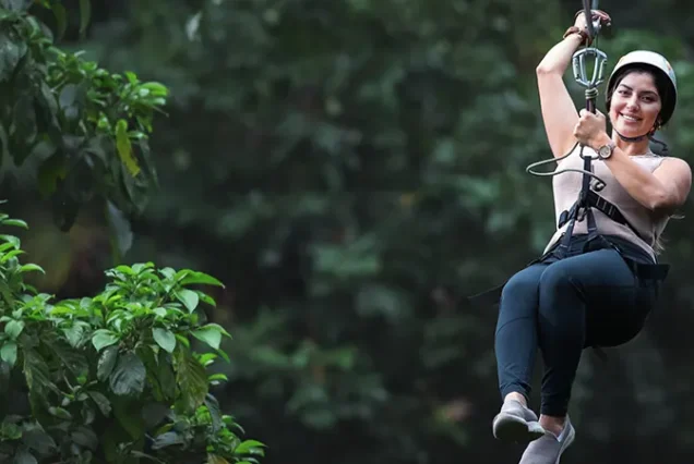 Canopy ziplining through the rainforest in Costa Rica