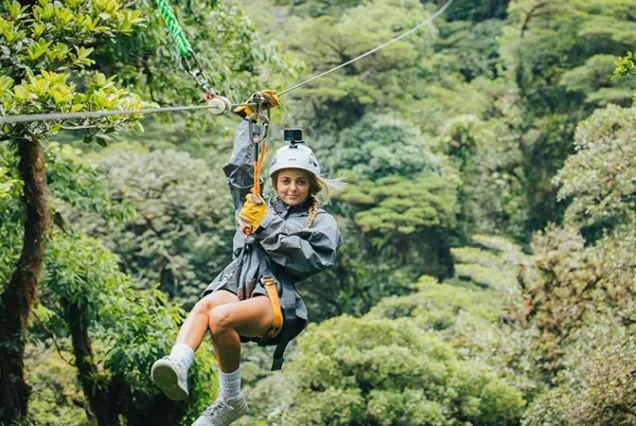Canopy ziplining through the rainforest in Costa Rica