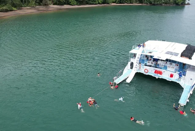 Catamaran sailing along the Pacific coast of Guanacaste, Costa Rica