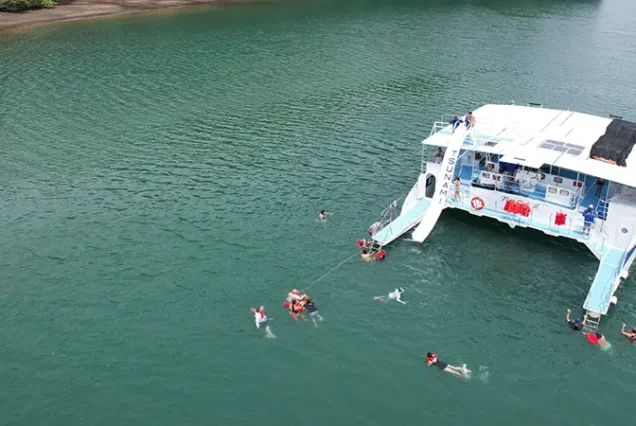 Catamaran sailing along the Pacific coast of Guanacaste, Costa Rica